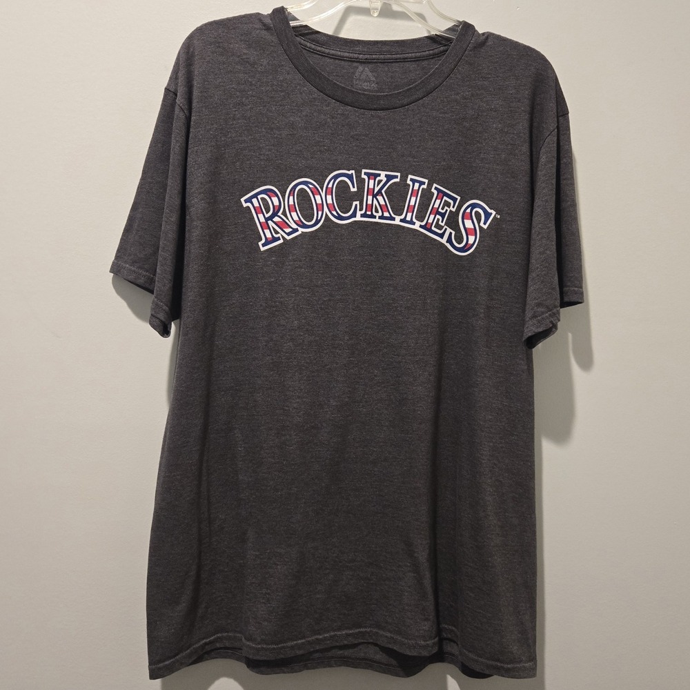 Majestic Colorado Rockies Baseball‎ T-Shirt Mens Large Patriotic USA Blackmon